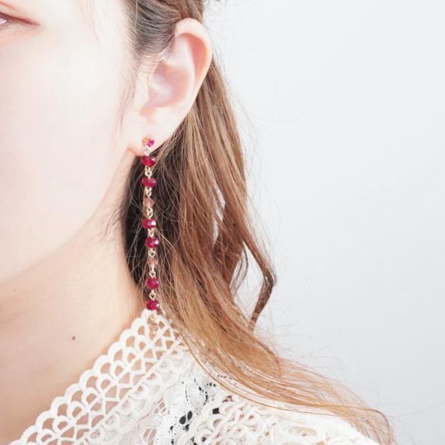 ピアス キュービックジルコニア ビーズ ロングピアス スタッドピアス 