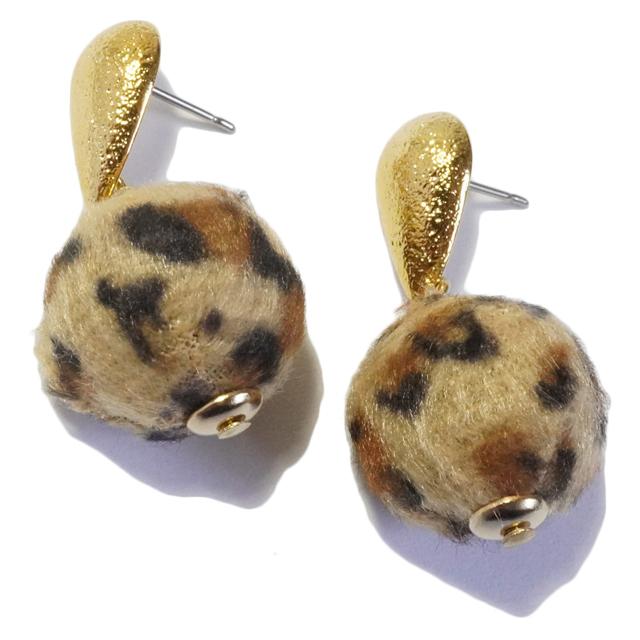 ピアス ヒョウ柄 レオパード 布 ボール アニマル柄 サージカル