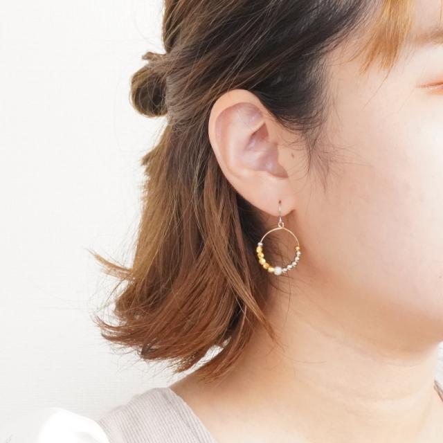 レディースピアス バイカラー コンビカラー 輪っか リング ゴールド