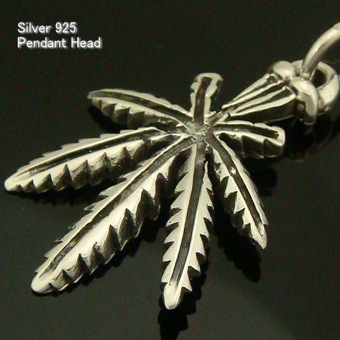 シルバー925 マリファナの葉デザインのシンプルなインディアン