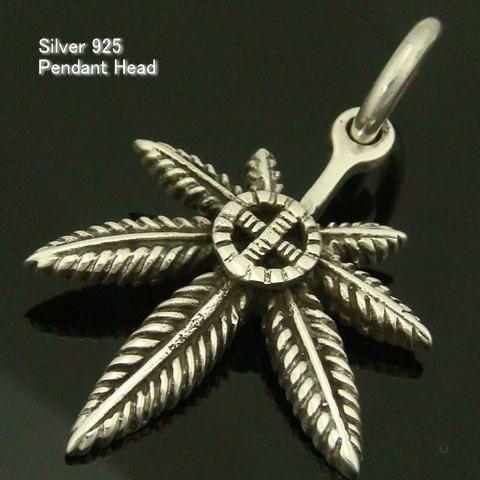 シルバー925 マリファナ 真ん中に十字架のデザイン 葉 インディアン