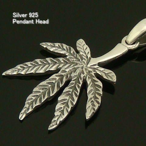 シルバー925 本物みたいに細密なマリファナ 葉っぱ型のインディアン