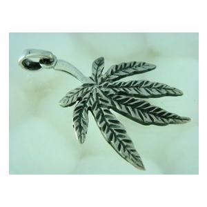 シルバー925 本物みたいに細密なマリファナ 葉っぱ型のインディアン