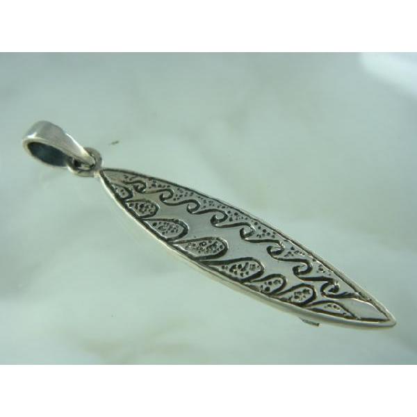 シルバー925 ビッグウェーブ模様サーフボードモチーフペンダントトップ