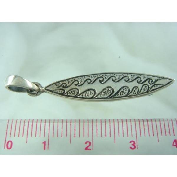 シルバー925 ビッグウェーブ模様サーフボードモチーフペンダントトップ