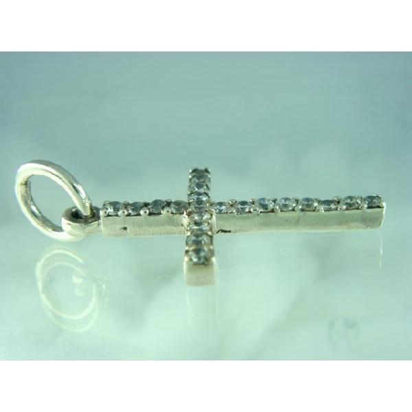 シルバー925 キラキラ輝くラインストーン クロス ペンダント