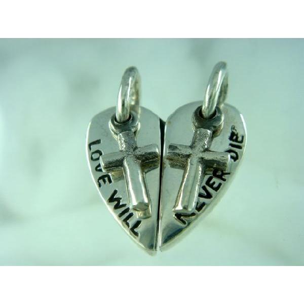 シルバー925 ハート ペンダントヘッド クロス 十字架 分割 分かれる  