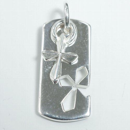 シルバー925 クロスカットアウトプレートペンダントトップ silver925 