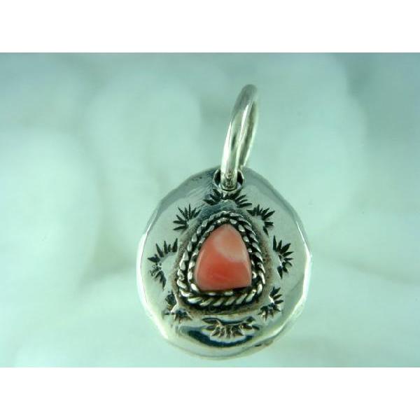 シルバー925 ピンク色の石とシルバーのコンビネーションペンダント