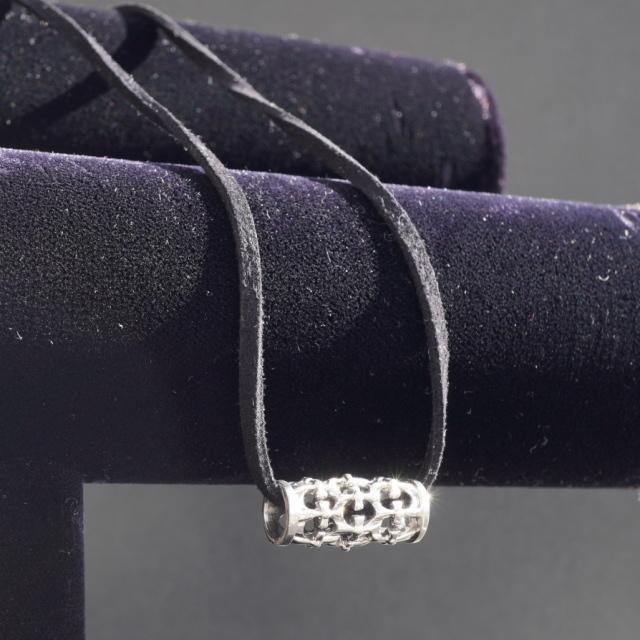 ローラーペンダント　全長約6cm　ネックレス ステンレス チェーン付き　シルバー 22-014.jpg