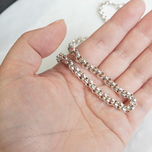 1点もの シルバー925 ロングチェーンネックレス 80cm 丸小豆チェーン ボールリンク シンプル 高級感 メンズ レディース silver925の画像