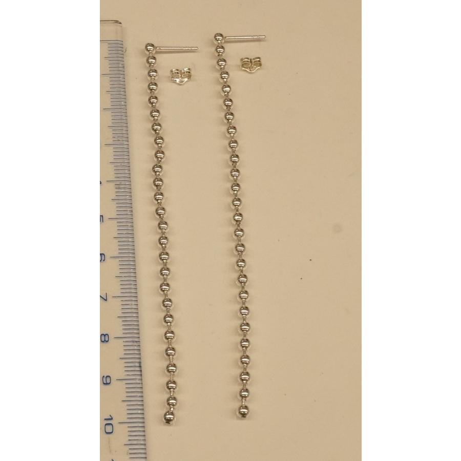 Silver925 ボールチェーンピアス 揺れる シルバー925 ロングピアス