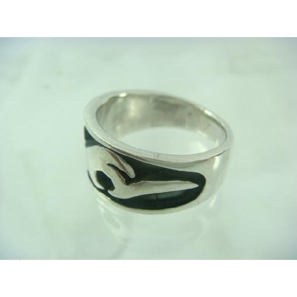 インディアンテイストの炎のような模様シルバーリング シルバー925