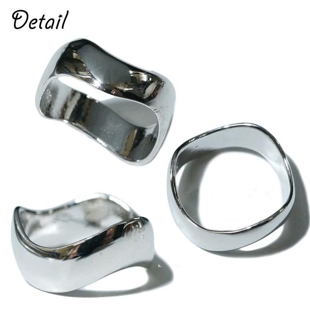 シルバー925 波型リング 小石付き シルバー925 メンズ レディース リング ウェーブ くねくね 波打つ