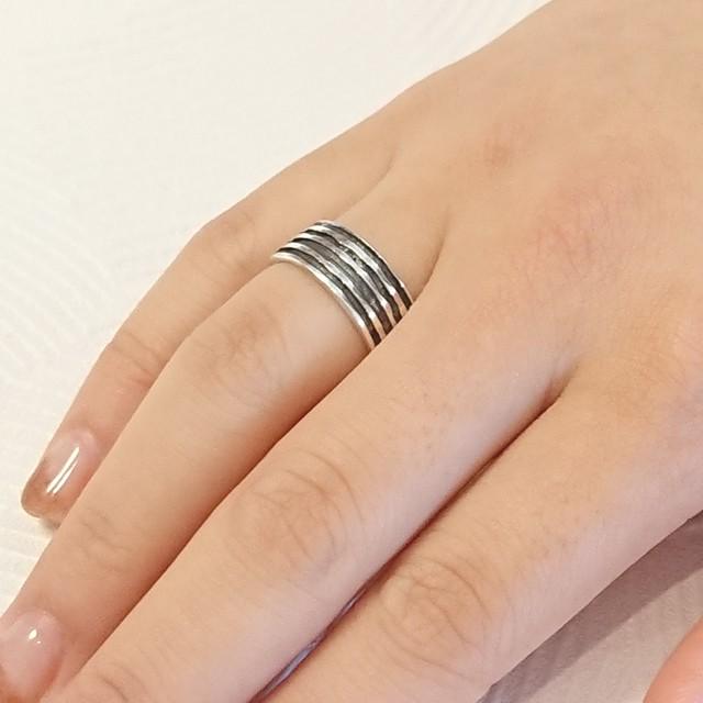 シルバーリング 指輪 ストライプ しましま 溝 3本線 メンズ レディース
