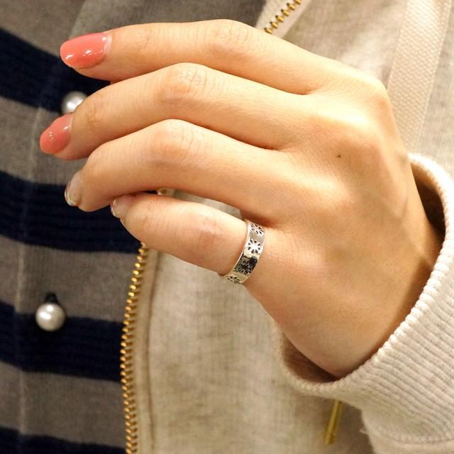   フラワーシルバーリング シルバー925 リング 指輪 レディース シルバー 透かし フラワー