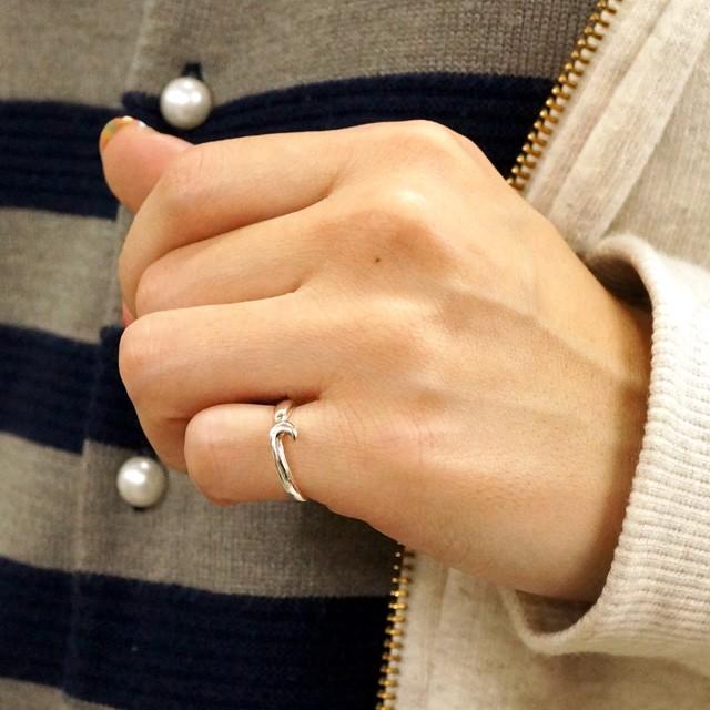 ピンキーリング シルバーリング メンズ レディース 指輪 波 釣り針