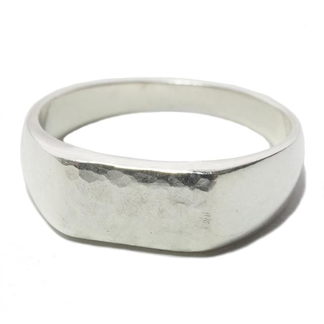 7号 シルバーリング 指輪 ピンキーリング 印台リング 槌目加工 ハンマ