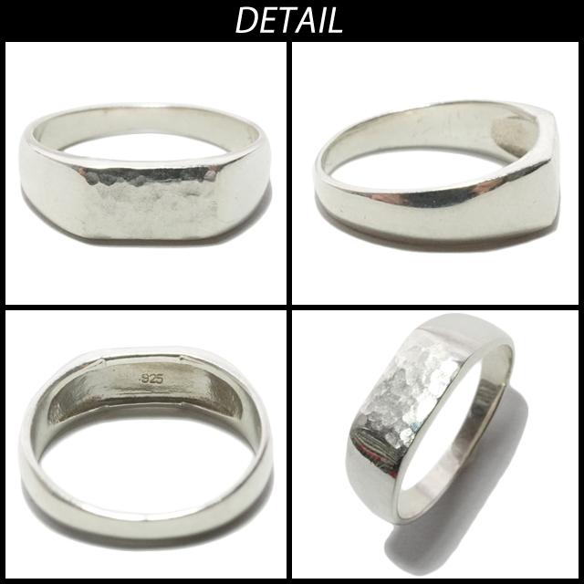 7号 シルバーリング 指輪 ピンキーリング 印台リング 槌目加工