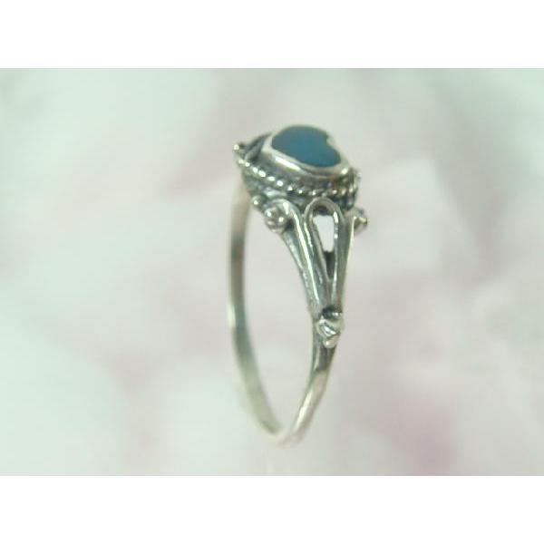 シルバーリング ハート ターコイズ デザインリング トルコ石 指輪 夏