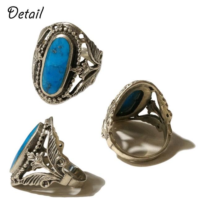 シルバー925 メンズ レディース 指輪 天然石 トルコ石 エスニック