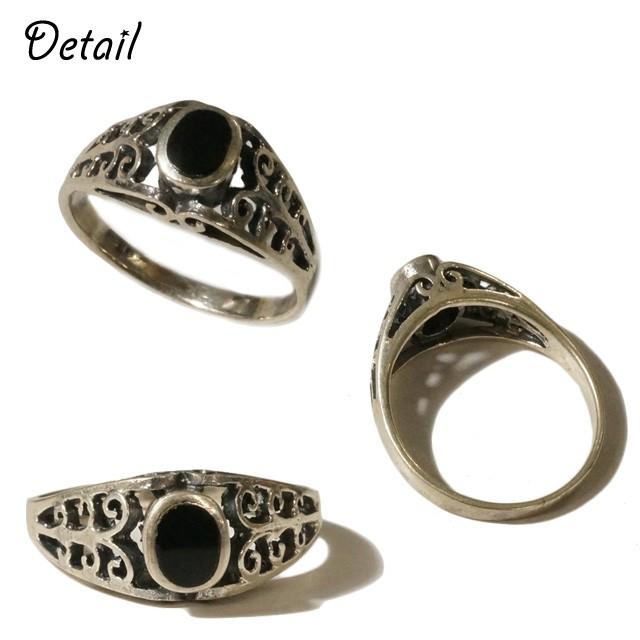 リング 指輪 シルバー925 メンズ レディース 透かし ブラックオニキス