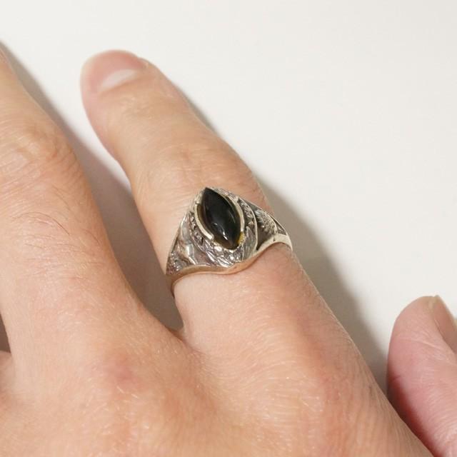 シルバー925 メンズ レディース 指輪 模造石 一粒天然石風デザイン印台  