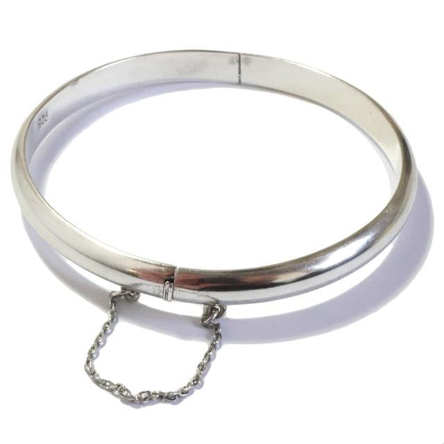 6mm幅 シンプル ワンタッチ 中折れ チェーン バングル シルバー