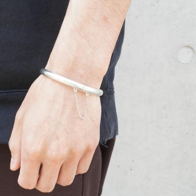 6mm幅 シンプル ワンタッチ 中折れ チェーン バングル シルバーブレスレット シルバー925 silver925 シルバーアクセサリー メンズ mens 送料無料の画像