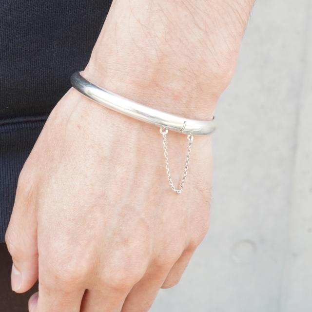 6mm幅 シンプル ワンタッチ 中折れ チェーン バングル シルバーブレスレット シルバー925 silver925 シルバーアクセサリー メンズ mens 送料無料の画像