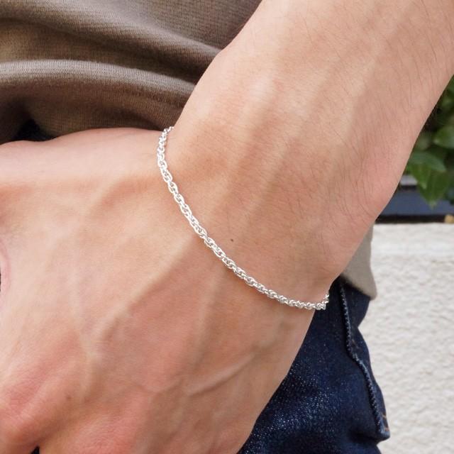 シルバー925 小さめ あずきダブルチェーンブレスレット アズキチェーン
