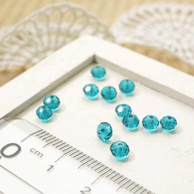 【新作】き楽っくガラスビーズ使用替え衿 (秋冬春3シーズン用)6093 ボタンカットビーズ3x4.3mm エメラルドブルー 3gのグラム販売(約40個