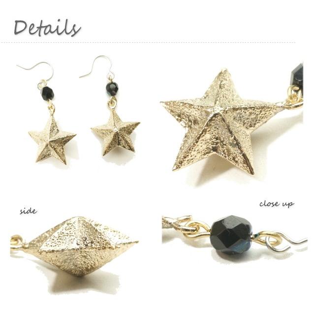 フックピアス レディースピアス 星 スター ゴールド キラキラ 大ぶり  