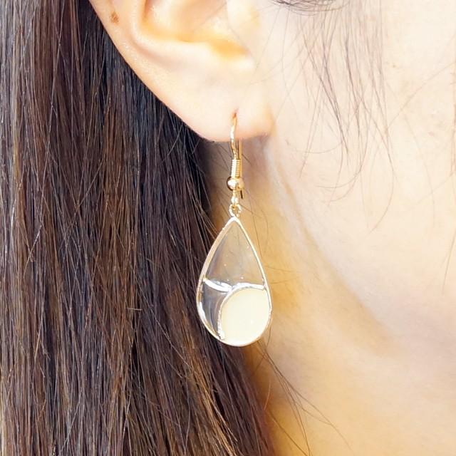 レディースピアス ドロップ しずく型 雫 ステンドグラス 金メッキ