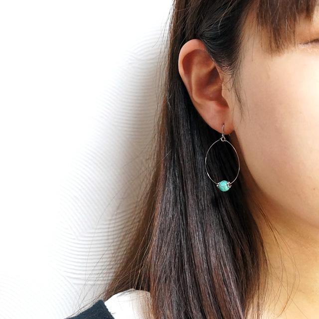 ピアス 天然石 1粒 ハウライトトルコ アゲート ムーンストーン  