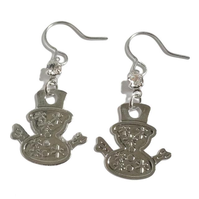 ピアス 雪だるま スノーマン 雪 スノーフレーク キラキラ サージカル