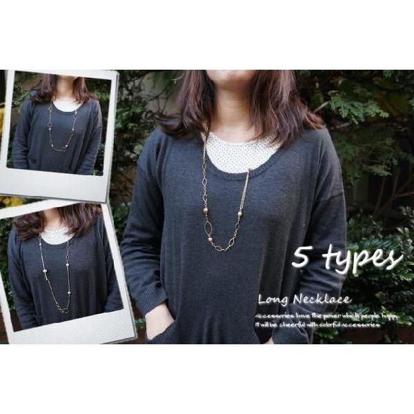 ネックレス アクリルビーズ 大人っぽい ロングネックレス ゴールド