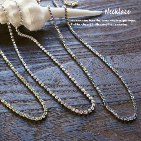 ネックレス ラインストーン キラキラ 輝く シンプル レディース