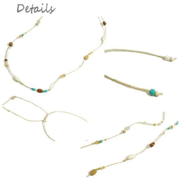 ネックレス エスニック ビーズ 装飾 紐ネックレス 長さ調節可能