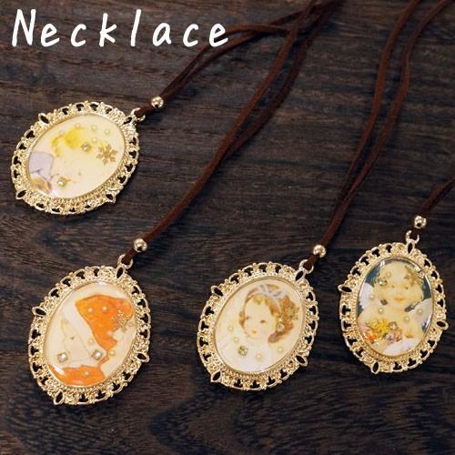 ネックレス 革紐ネックレス 少女 天使 エンジェル サンタ クリスマス