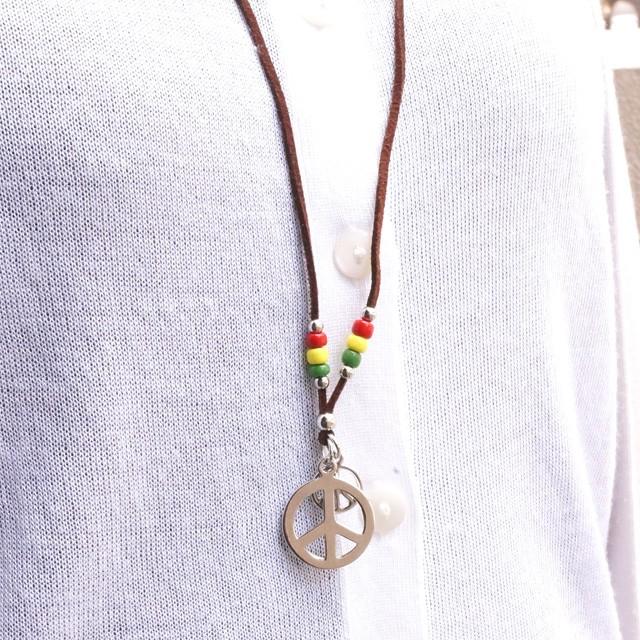 ネックレス ピースマーク エスニック ラスタ 平和の象徴 ロングネックレス 紐ネックレス 夏 長さ調節可能 夏アクセ メンズ Mens 送料無料 92 0539 シルバーとアクセサリーのゆかたん 通販 Yahoo ショッピング