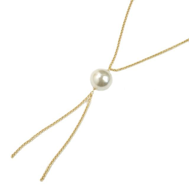 メール便配送不可 ネックレス ループタイ アクリルパール 22mm Y