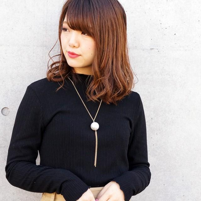 メール便配送不可 ネックレス ループタイ アクリルパール 22mm Y