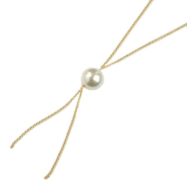 メール便配送不可 ネックレス ループタイ アクリルパール 24mm Y字 