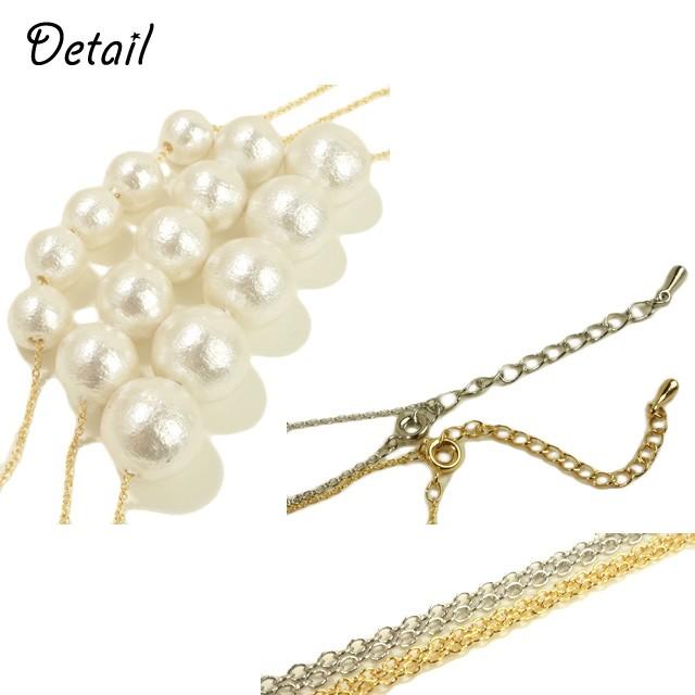 ネックレス コットンパール 5粒 8mm 10mm 12mm ホワイト ゴールド