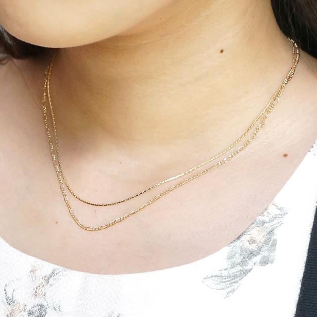 レディースネックレス チェーンネックレス 2連 キラキラ