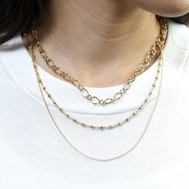 3連チェーン　アクセサリー ネックレス レディースネックレス チェーンネックレス 3連 3重 キラキラ きらきら