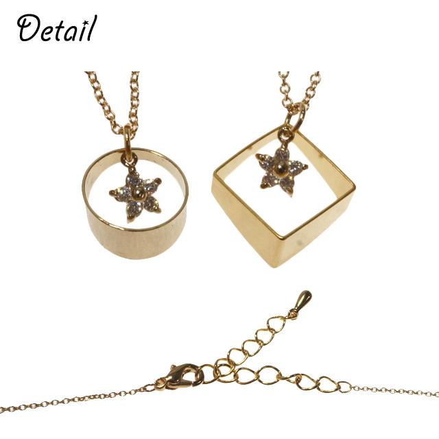 レディースネックレス チェーンネックレス ラウンド スクエア 星