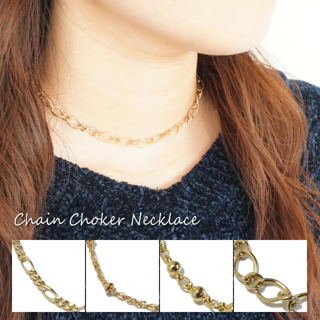 チョーカー シンプル 細め チェーン チョーカーネックレス 夏