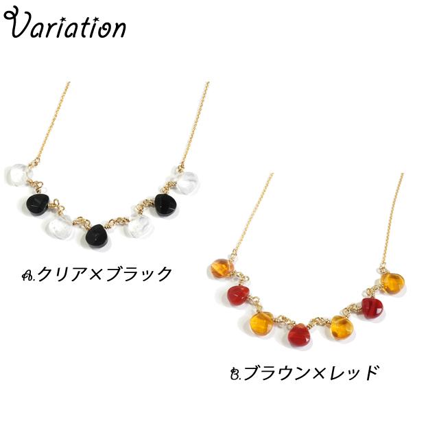 ネックレス ドロップ ブラック＆ホワイト オレンジ＆レッド カラフル 